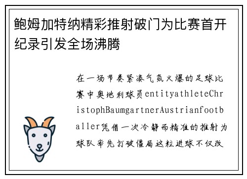 鲍姆加特纳精彩推射破门为比赛首开纪录引发全场沸腾 鲍姆加特纳精彩推射破门为比赛首开纪录引发全场沸腾